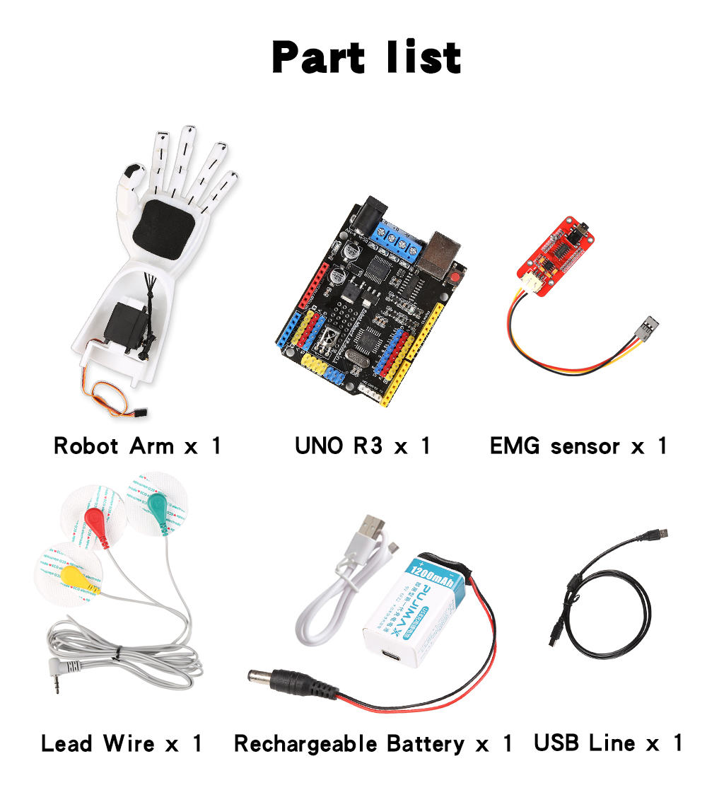 EMG Sensor Robotic Arm Electri - огляд і ціна Science Robotics